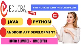 EDUCBA 3 Free Courses With Certificate | Python | Java | App Development | Free Certificate IN 2021