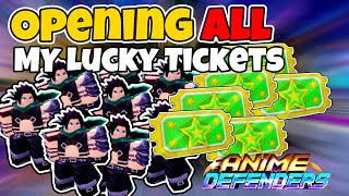 Opening All My Lucky Tickets - Anime Defenders Roblox