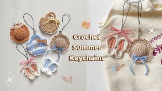 Crochet Summer Keychains | Bag, Hat & Slippers | Easy & Cute DIY Tutorial 🌞