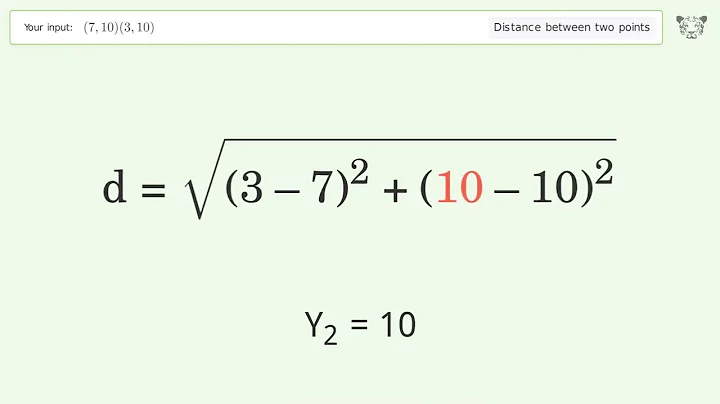 Find the distance between two points p1 (7,10) and p2 (3,10): Step-by-Step Video Solution