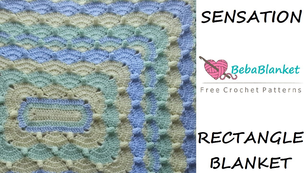 Sensation (rectangle). Crochet blanket pattern. Video tutorial & stitch
