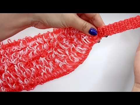 Вязание крючком овальных мочалок вытянутыми петлями. Как соединить нити при вязании крючком без узелков для мочалки. Мочалка с вытянутыми петлями. Мочалка плоская. Вязаные мочалки.