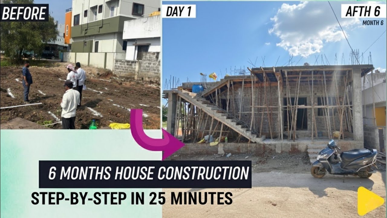 6 Months House construction work shown in Just 25 mins-step by step ...
