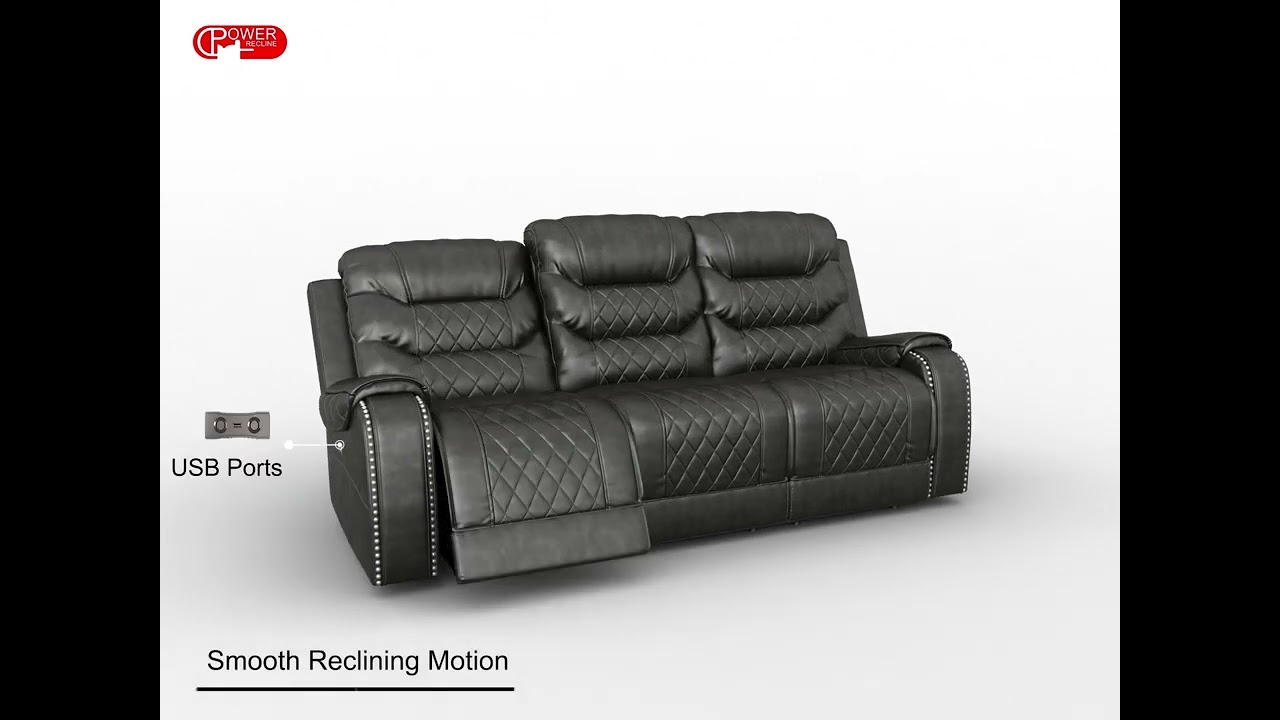 Putnam Power Double Reclining Sofa from Homelegance