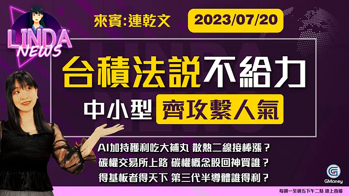 【LINDA NEWS 最钱线】2023/07/20 台积法说不给力 中小型齐攻系人气｜@GMONEYTV - 天天要闻