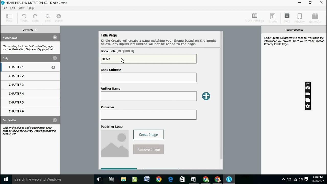 Front matter title page create ebook title page on kindle create app 
