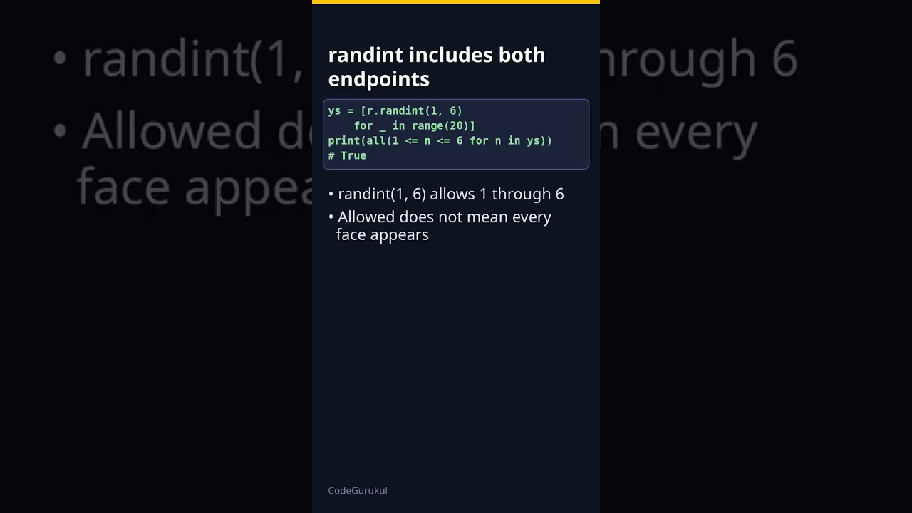 randrange vs randint: can 6 appear? #shorts 