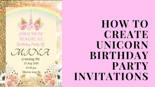 How To Create Unicorn Birthday Party Invitations screenshot 5