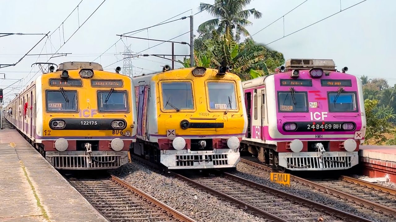 Different model EMU local trains of Howrah Katwa line smooth arrival and departure compilation