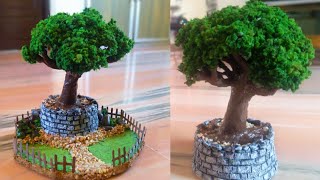 DIY | Artificial Bonsai tree | How to make Miniature tree using aluminium foil | Best out of waste