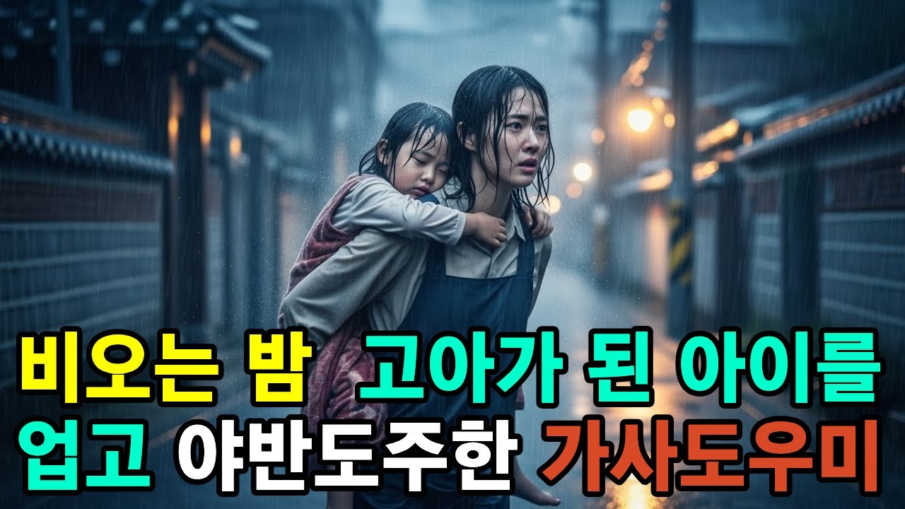 비오는 날 밤 고아가 된 아이를 업고 야반도주한 가사도우미
