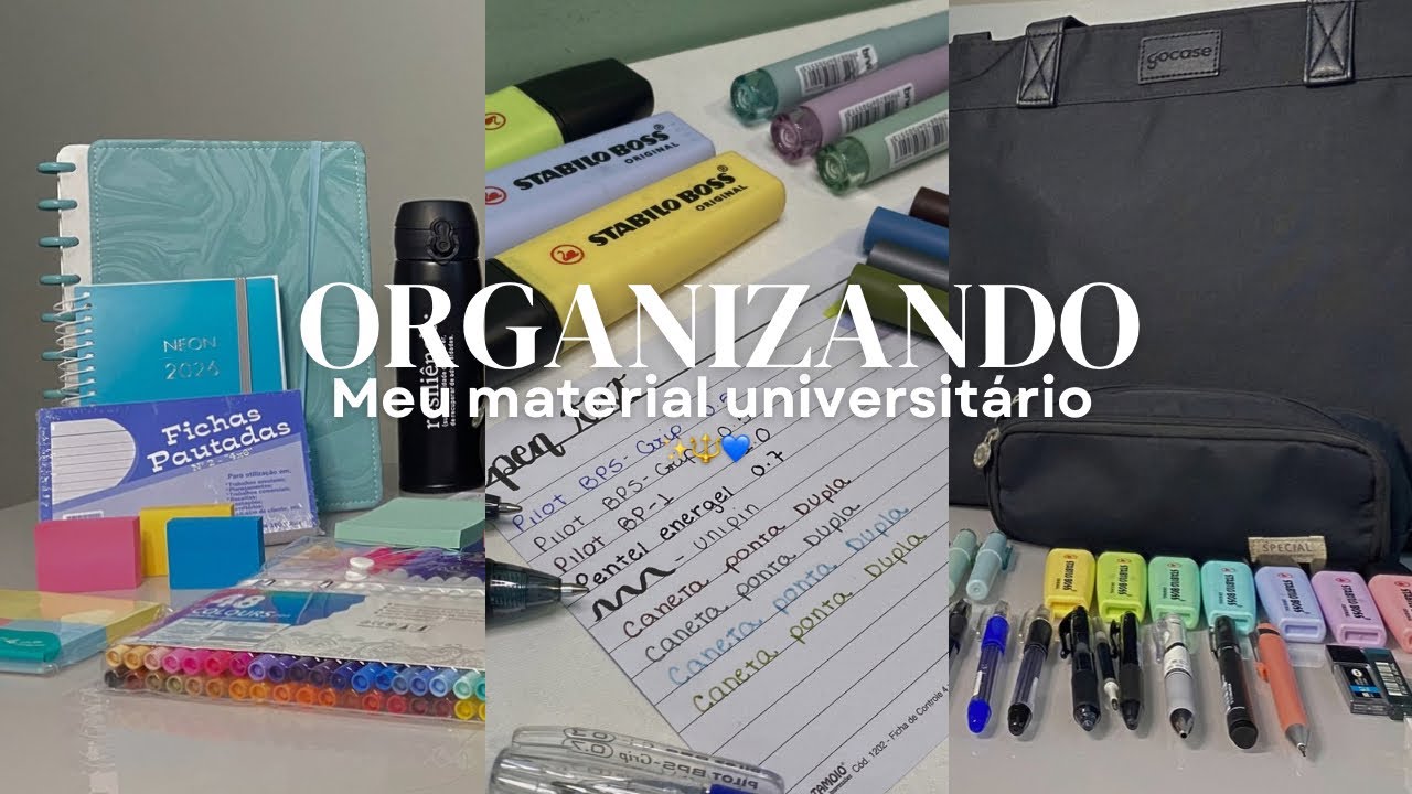 Organizado meu material universitário + pen test 💖