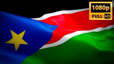 South Sudan flag closeup 1080p Full HD 1920X1080 footage video waving in wind. South Sudan flag