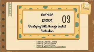 EARLY LANGUAGE LITERACY AND NUMERACY (ELLN)  MODULE 3 LESSON 3
