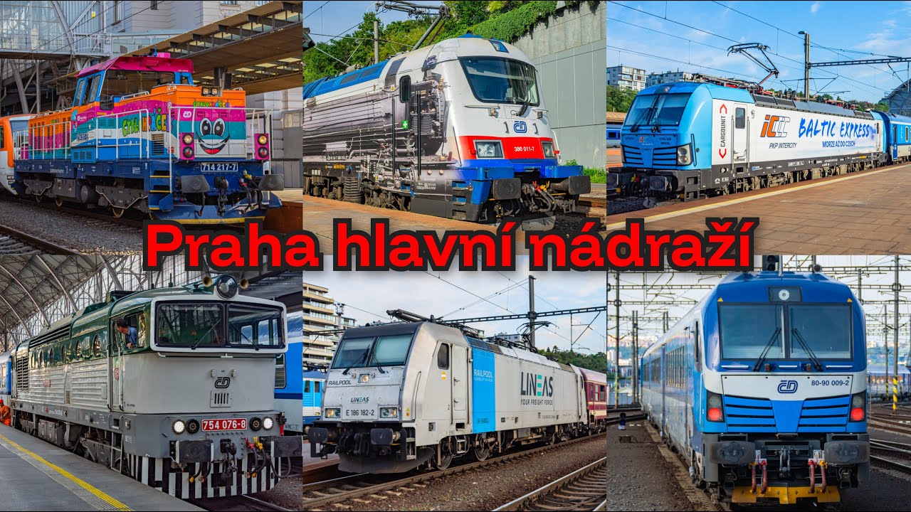 Pociągi na dworcu głównym w Pradze/Vlaky Praha hl. n.
