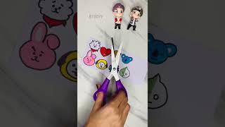 How to make BT21 sticker at home without printer 💜✨🤩 #mybtsstory #btsdiy #btsarmyforever #btsarmy