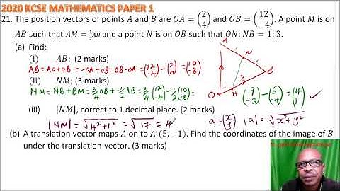 2020 KCSE MATHEMATICS PAPER 1 NO 21