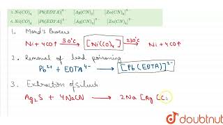 Complex formed in the following methods are (I) Mond\'s process for purification of nickel (II) ...
