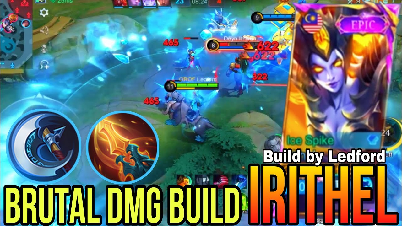 100% Brutal Damage!!! Irithel Epic Skin Hellfire Ice Spike MVP Gameplay!!! - Build by Ledford | MLBB