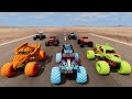 Freestyle and High Speed Jumps Monster Jam Grave Digger FIRE &amp; ICE BeamNG Drive