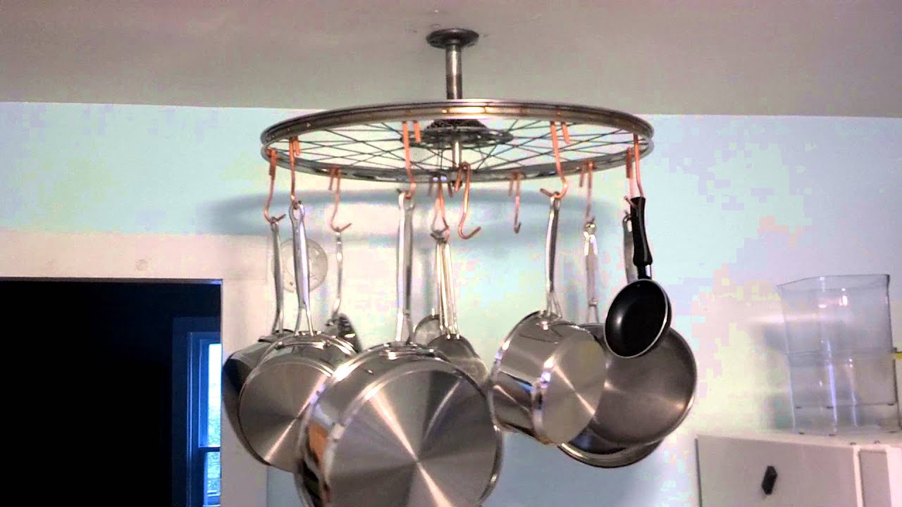 Bicycle Wheel Pot Rack in Action YouTube