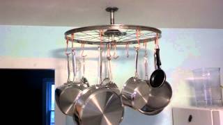 Bicycle Wheel Pot Rack in Action