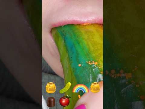 ASMR Satisfying Eating Tasty Emoji Food 🥒🍯🌈 #emojichallenge #emojifood #asmrsounds