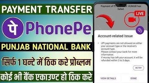 upi payment are not allowed on either your account type or the receiver account type | pnb phonepe