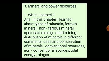 learners diary of class 8 geography chapter 3 mineral and power resources