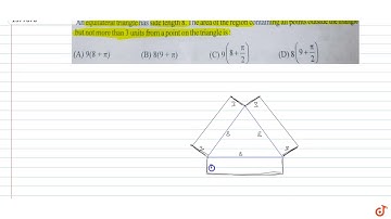 An equilateral triangle has side length 8. The area of the region containing all points outsid