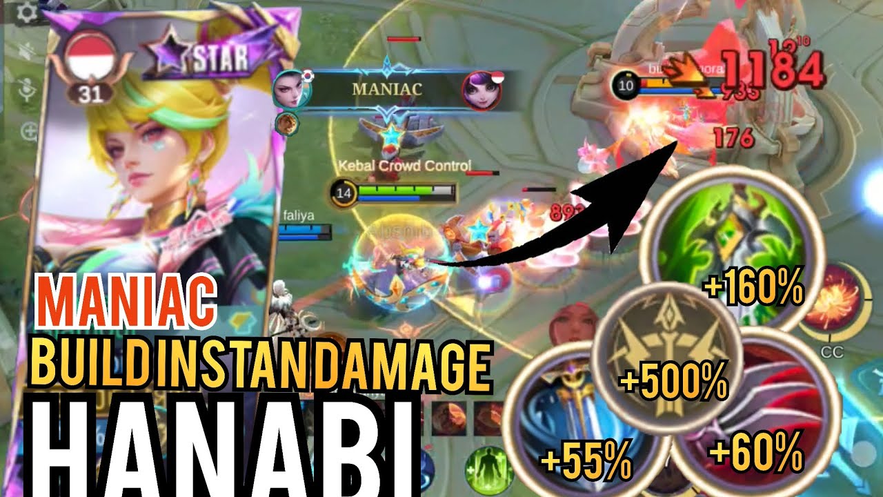 MANIAC 💀 ITEM INSTAN DAMAGE HANABI SEASON TERBARU (REKOMENDASI)❗BEST BUILD TOP GLOBAL HANABI - MLBB