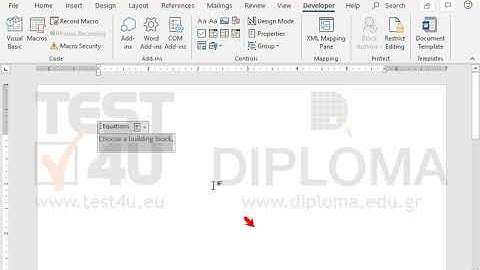 Insert a Building Block Gallery Content Control, with title Equations, which will use the...