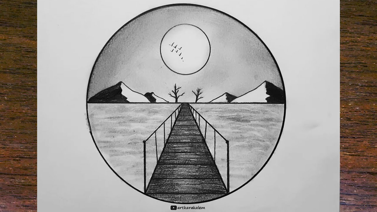 How to draw Sketch / how to draw landscape drawing / Easy Landscape drawings