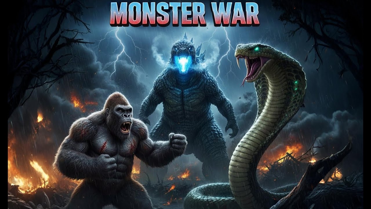 “Godzilla vs King Kong vs King Cobra | Jungle Titan War (8K)”