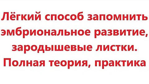 Лёгкий способ запомнить эмбриональное развитие, стадии, зародышевые листки.  Полная теория, практика