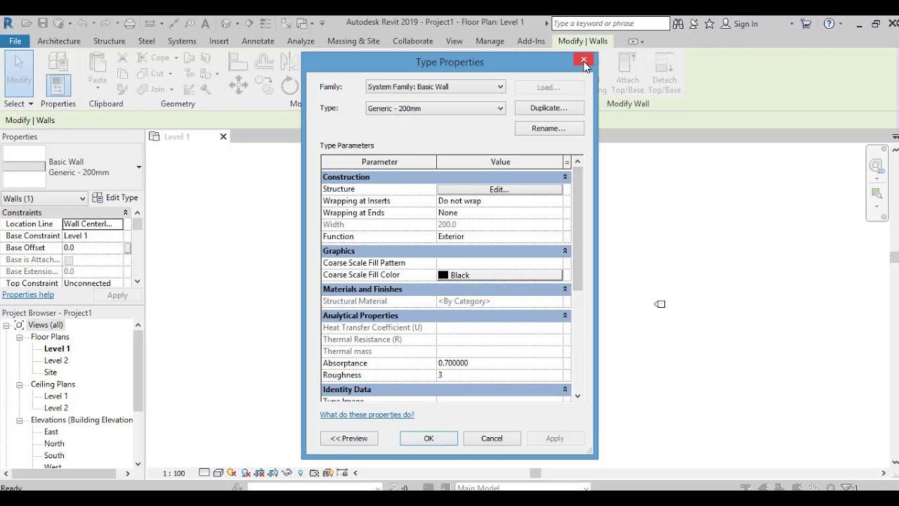 3 AutoDesk Revit Tutorial Tabs, Ribbon, Properties Palette and