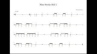 Nine Stroke Roll 1 (110 BPM) | Drum Sheet Daily Routine [Tablet View]