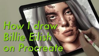How I drew Billie Eilish fan art on iPad Procreate - Digital Drawing Complete process (34 mins) screenshot 2