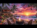Soft Piano with Crackling Fire and Ocean Waves 🌙 Relaxing Night Ambience for Sleep and Study