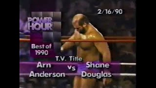 TV Title   Arn Anderson vs Shane Douglas   Power Hour Feb 16th, 1990