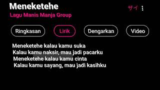 Remix Meneketeh lagu Manis Manja Group  Lirik Lagu Indonesia