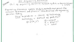 Ec314 E2-Introduction To Engineering Economics
