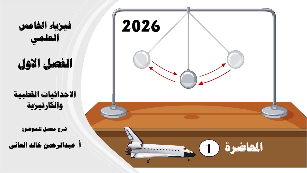 فيزياء الخامس العلمي2026| الفصل1 | المحاضرة1 | الاحداثيات الكارتيزية والاحداثيات القطبية مع حل مثال1