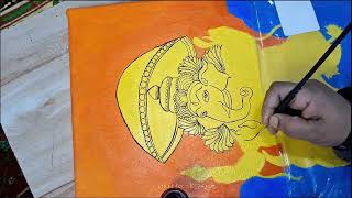Wall Decor |Indian Folk Art | Kerala Mural Art Ganesha Painting | Lord Ganesha Painting
