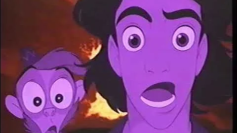 Aladdin (1992) Escape from the cave of wonders Scene (VHS Capture)