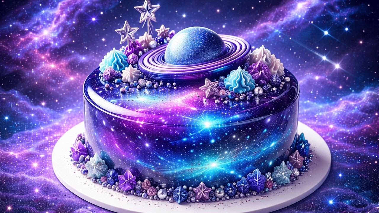 【ASMR】宇宙ガラスケーキを切る｜Crystal Galaxy Glass Cake Cutting Sounds