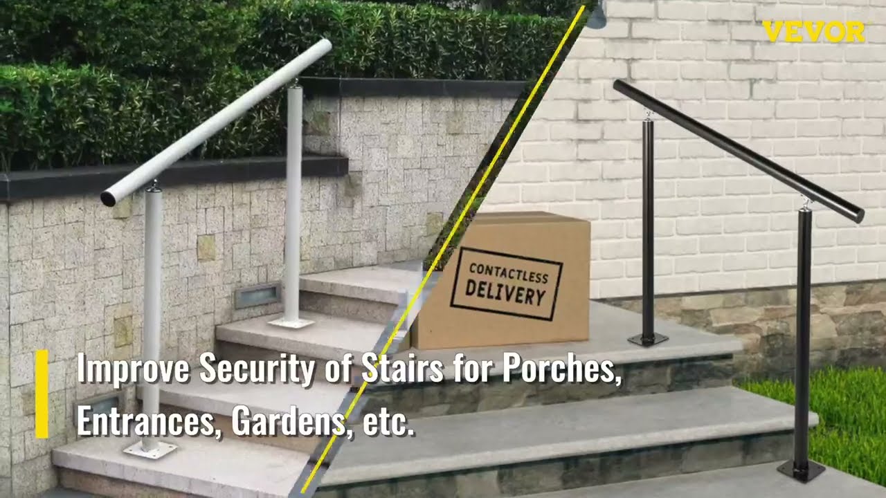 VEVOR Outdoor Stair Railing Kit - Secure Your Steps with Ease! Adjustable & Durable Handrails