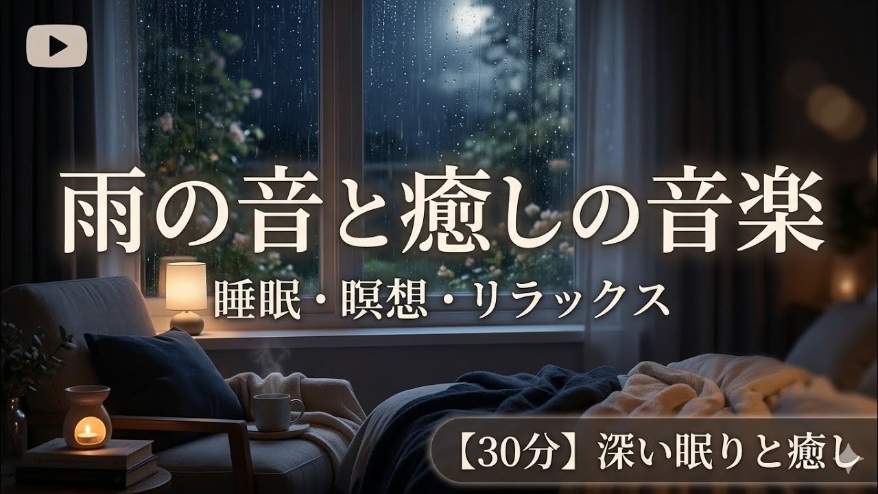 【即落ち30分】再生してすぐ寝落ち。雨の音と眠れる音楽。自律神経が整う安眠BGMで深い眠りへ。不眠解消・疲労回復 - YouTube