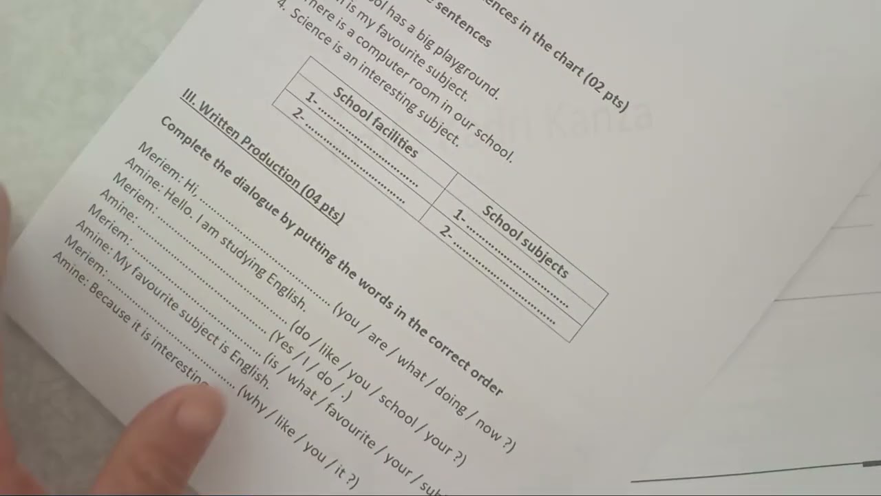 تحضير امتحان الفصل الثاني انجليزية أولى متوسط 