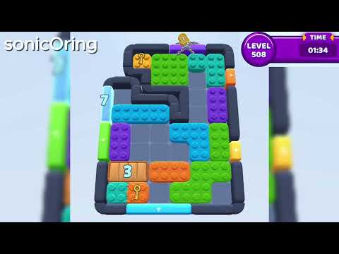 Color Block Jam Level 508 Hard 2:40 board with left 11 counter, wooden 7 counter, central cyan L, and right purple vertical opening frame